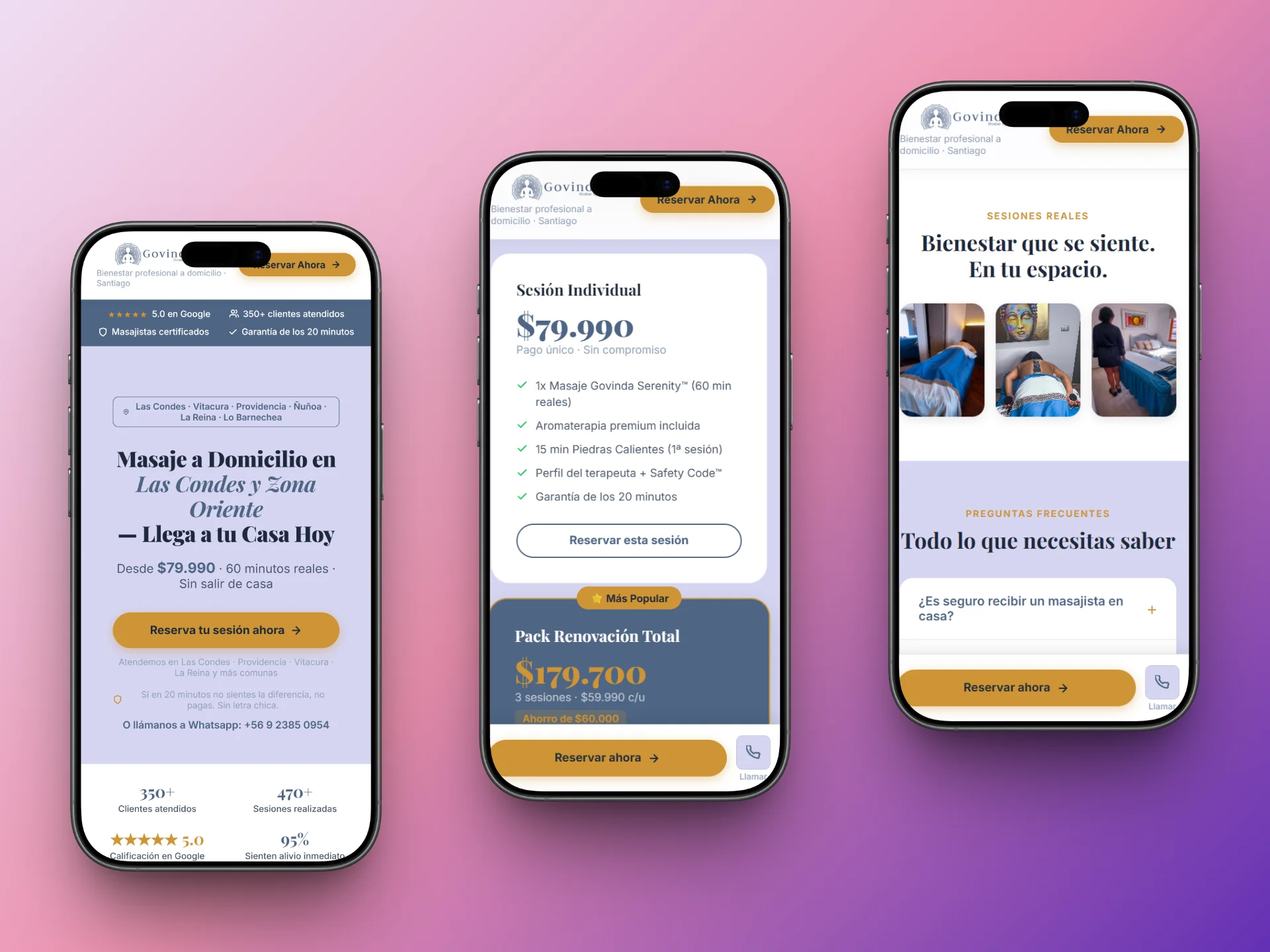 Web móvil Govinda Masajes — JPEdesign