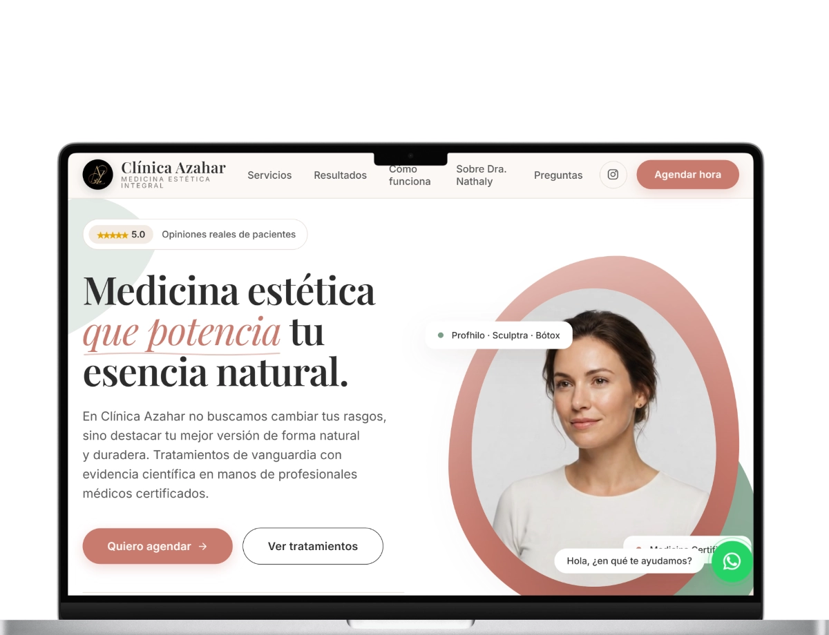 Sitio web Clínica Azahar estética y reservas — JPEdesign